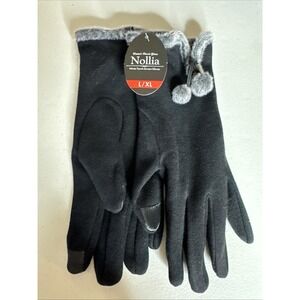 Nollia Women Gloves Touch Screen Technology Lined Faux Gray Trim Large/XL